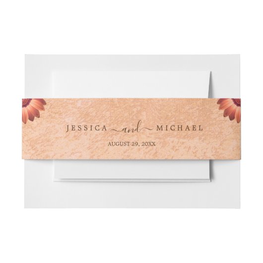 Blume Gerbera auf der Abstrakten Pfirsichhochzeit Einladungsbanderole (Vorderseite Beispiel)