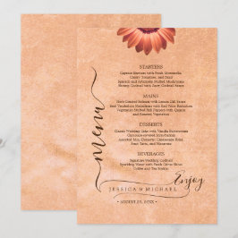 Blume Gerbera auf der Abstrakten Pfirsichhochzeit Menükarte