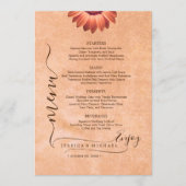 Blume Gerbera auf der Abstrakten Pfirsichhochzeit Menükarte (Vorderseite)