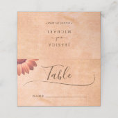 Blume Gerbera auf der Abstrakten Pfirsichhochzeit Platzkarte (Außenseite Aufgefaltet)