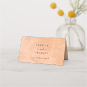 Blume Gerbera auf der Abstrakten Pfirsichhochzeit Platzkarte (Rückseite)