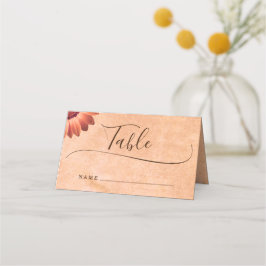 Blume Gerbera auf der Abstrakten Pfirsichhochzeit Platzkarte