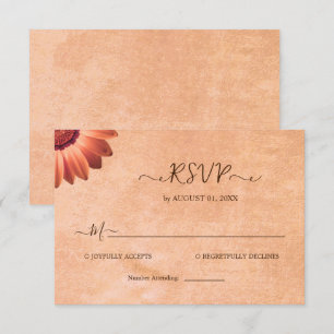 Blume Gerbera auf der Abstrakten Pfirsichhochzeit RSVP Karte