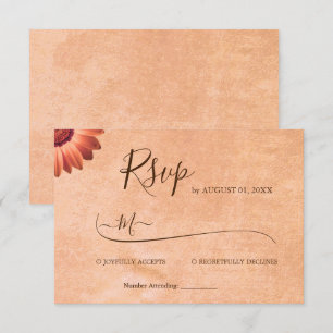 Blume Gerbera auf der Abstrakten Pfirsichhochzeit RSVP Karte