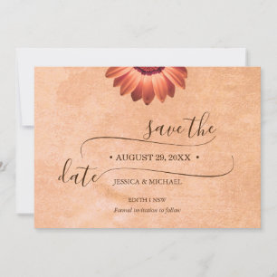 Blume Gerbera auf der Abstrakten Pfirsichhochzeit Save The Date