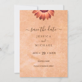 Blume Gerbera auf der Abstrakten Pfirsichhochzeit Save The Date