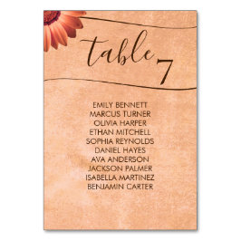 Blume Gerbera auf der Abstrakten Pfirsichhochzeit Tischnummer