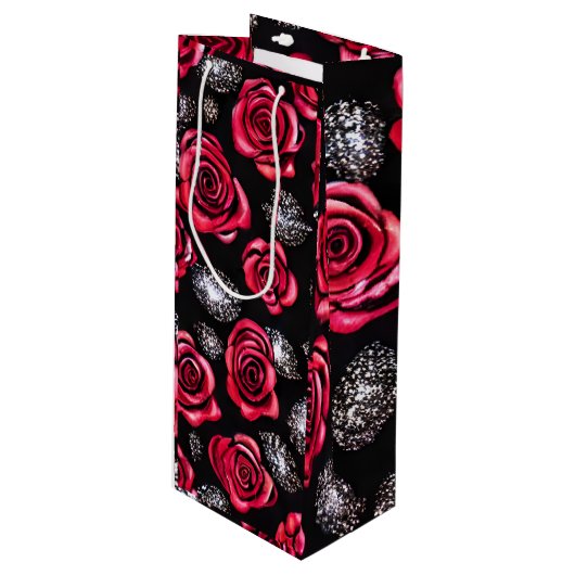 Blume Geschenktüte Für Weinflaschen (Vorderseite Schrägansicht)