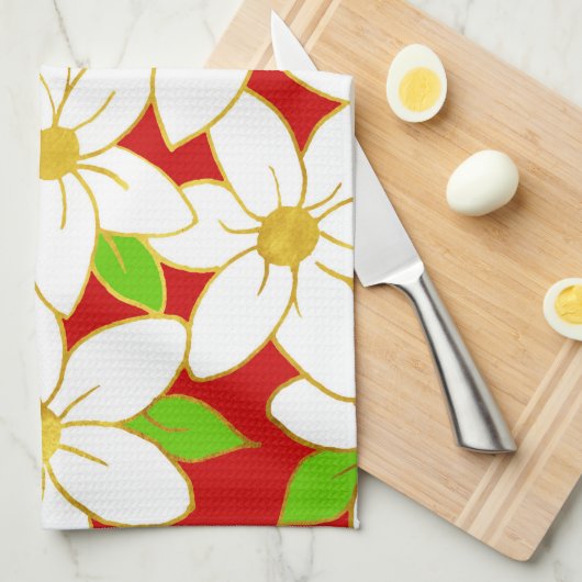 Blume Geschirrtuch (Viertel Falte)