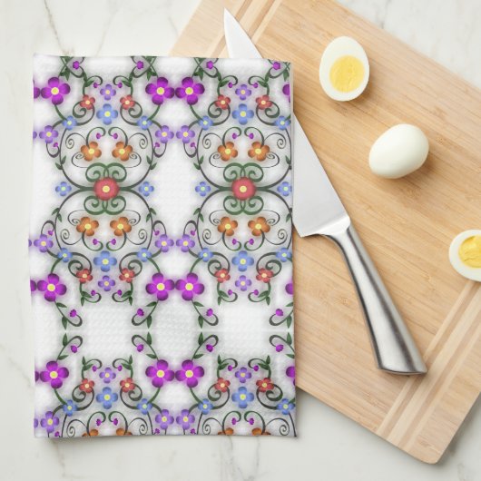 Blume Geschirrtuch (Viertel Falte)