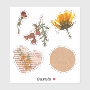 Blume, getrocknet, Aufkleber fünf