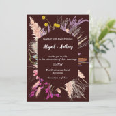 Blume getrocknet/ Geometrische Grenze/ schwarzer H Einladung (Stehend Vorderseite)