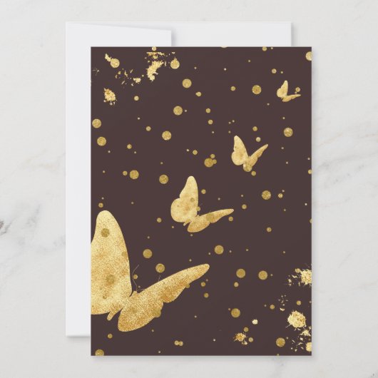 Blume getrocknet/ Geometrische Grenze/ schwarzer H Einladung (Rückseite)