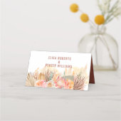 Blume, getrocknet und Pampasgras, Terrakotta Platzkarte (Rückseite)