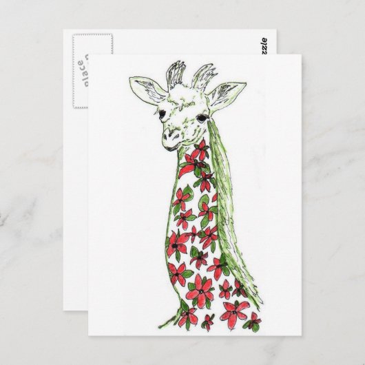 Blume Giraffe Art Postkarte (Vorne/Hinten)