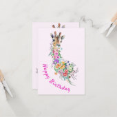 Blume Giraffe Geburtskarte Karte (Vorderseite/Rückseite Beispiel)