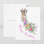 Blume Giraffe Geburtskarte Postkarte (Vorne/Hinten)