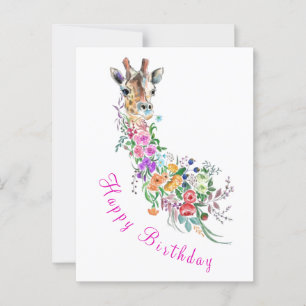 Blume Giraffe Geburtskarte Postkarte