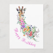 Blume Giraffe Geburtskarte Postkarte (Vorderseite)