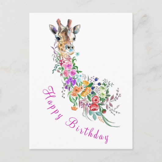 Blume Giraffe Geburtskarte Postkarte (Vorderseite)