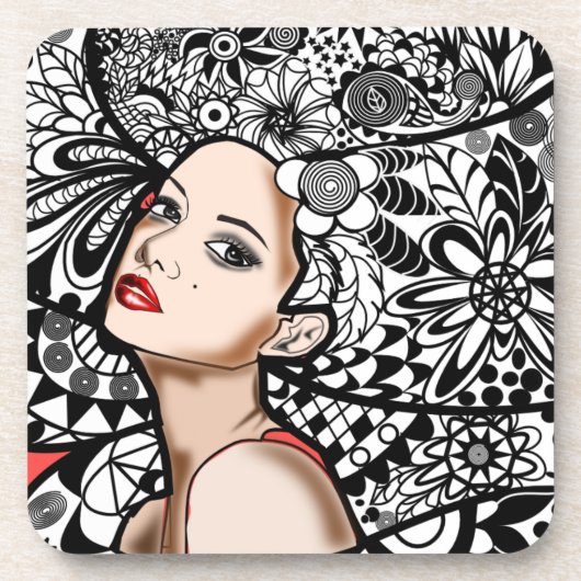 Blume Girl Beverage Coaster Getränkeuntersetzer (Vorderseite)