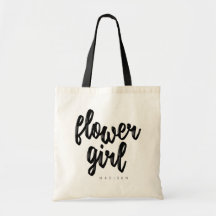 Blume Girl Black Script Tote Beutel - Anpassbar