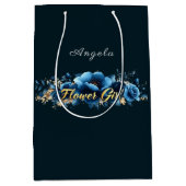 Blume Girl Blue Blumen Gold Mittlere Geschenktüte (Vorderseite)