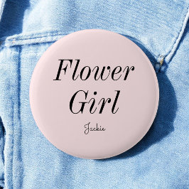 Blume Girl Blush Pink Black Wedding Button