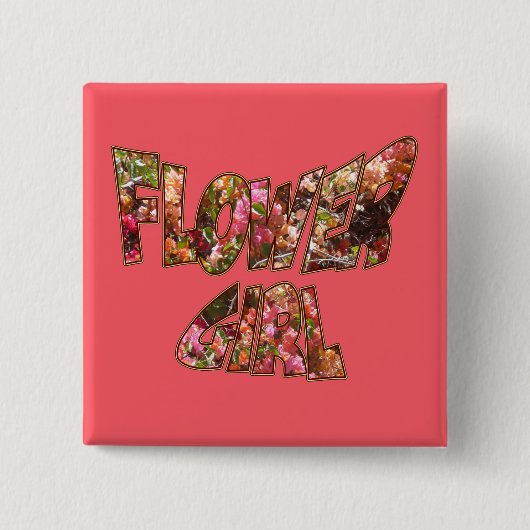 Blume Girl Bougainvillea Platz Knopf Button (Vorderseite)