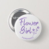 Blume Girl Brautparty Button violett (Vorne & Hinten)