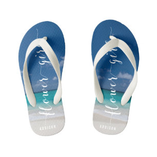 Blume Girl Calligrafy Beach Hochzeit Flip Flops Kinderbadesandalen