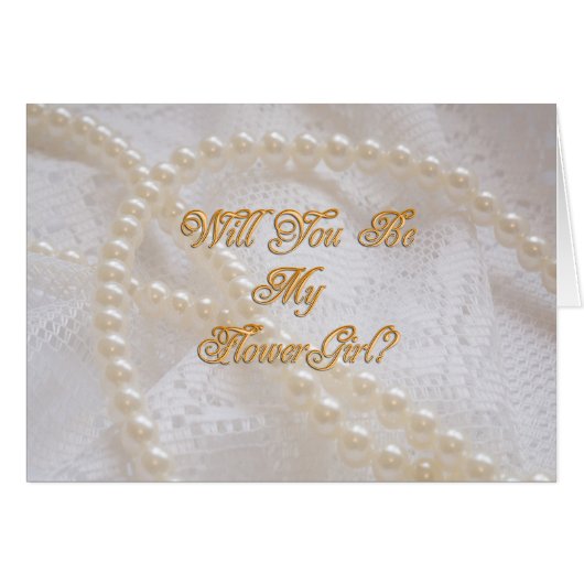 Blume Girl Einladung mit Perlen (Vorderseite (Horizontal))