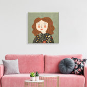 Blume Girl Illustration Leinwanddruck (Insitu (Wohnzimmer))