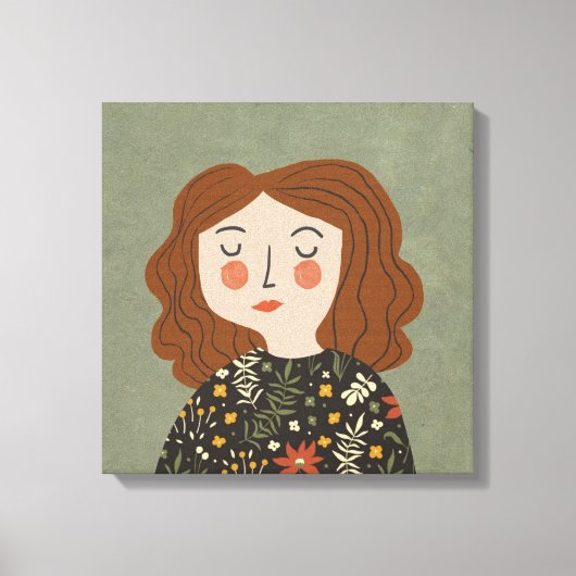 Blume Girl Illustration Leinwanddruck (Vorderseite)