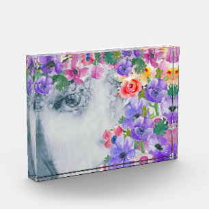Blume Girl, moderne Kunst, gemischte Medien, anpas Fotoblock