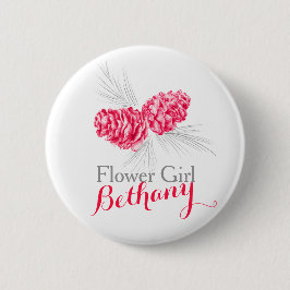 Blume Girl Pine Kegel Rote Hochzeit Button-Taste Button