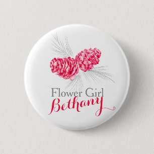 Blume Girl Pine Kegel Rote Hochzeit Button-Taste Button