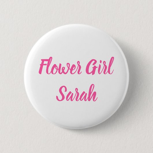 Blume Girl Pink Individuelle Name Geschenke Hochze Button (Vorderseite)