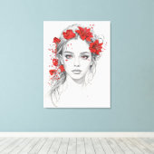 Blume-Girl-Portrait Leinwanddruck (Insitu (Holzboden))