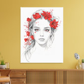 Blume-Girl-Portrait Leinwanddruck (Insitu (Wohnzimmer))