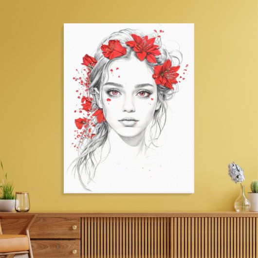 Blume-Girl-Portrait Leinwanddruck (Insitu (Wohnzimmer))