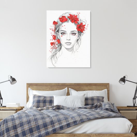 Blume-Girl-Portrait Leinwanddruck (Insitu (Schlafzimmer))