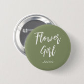 Blume Girl Sage Green White Wedge Button (Vorne & Hinten)