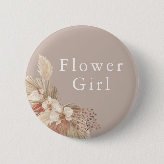 Blume Girl Wedding Boho Pampas Grass Button (Vorderseite)