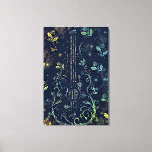 Blume Gitarre Art Canvas Print - Malerei Leinwanddruck