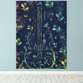 Blume Gitarre Art Canvas Print - Malerei Leinwanddruck (Insitu (Holzboden))