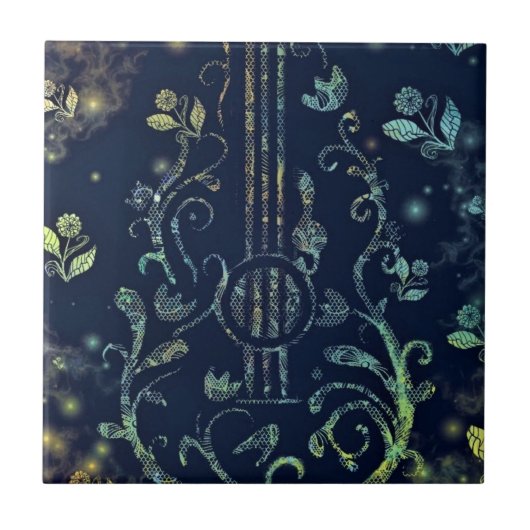 Blume Gitarre Keramik Tile Fliese (Vorderseite)