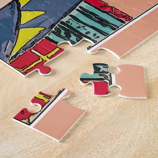 Blume , Gitarre und Kaffee Art Deco Puzzle (Seite)