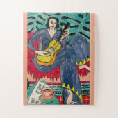 Blume , Gitarre und Kaffee Art Deco Puzzle (Vertikal)