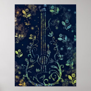 Blume Gitarrenpostermalerei Poster
